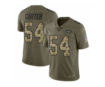 Men Nike New York Jets #54 Bruce Carter Limited Olive Camo 2017 Salute to Service NFL Jersey