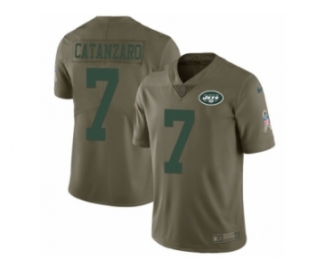 Men Nike New York Jets #7 Chandler Catanzaro Limited Olive 2017 Salute to Service NFL Jersey