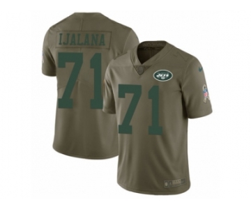 Men Nike New York Jets #71 Ben Ijalana Limited Olive 2017 Salute to Service NFL Jersey