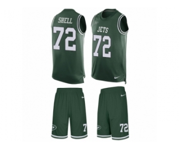 Men Nike New York Jets #72 Brandon Shell Limited Green Tank Top Suit NFL Jersey