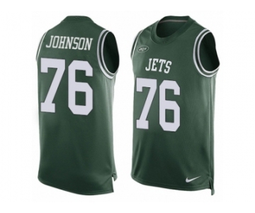 Men Nike New York Jets #76 Wesley Johnson Limited Green Player Name & Number Tank Top NFL Jersey