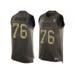 Men Nike New York Jets #76 Wesley Johnson Limited Green Salute to Service Tank Top NFL Jersey