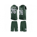 Men Nike New York Jets #76 Wesley Johnson Limited Green Tank Top Suit NFL Jersey