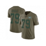 Men Nike New York Jets #79 Brent Qvale Limited Olive 2017 Salute to Service NFL Jersey