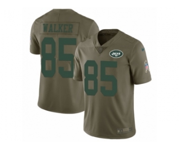 Men Nike New York Jets #85 Wesley Walker Limited Olive 2017 Salute to Service NFL Jersey