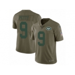 Men Nike New York Jets #9 Bryce Petty Limited Olive 2017 Salute to Service NFL Jersey