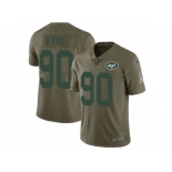 Men Nike New York Jets #90 Dennis Byrd Limited Olive 2017 Salute to Service NFL Jersey