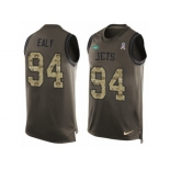 Men Nike New York Jets #94 Kony Ealy Limited Green Salute to Service Tank Top NFL Jersey