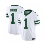 Men's New York Jets #1 Ahmad Sauce Gardner White 2023 F.U.S.E. Vapor Limited Throwback Stitched Football Jersey