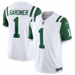 Men's New York Jets #1 Ahmad Sauce Gardner White 2024 Classic Alternate Vapor F.U.S.E. Limited Football Stitched Jersey