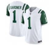 Men's New York Jets #1 Ahmad Sauce Gardner White 2024 Classic Alternate Vapor F.U.S.E. Limited Football Stitched Jersey