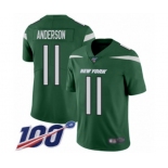 Men's New York Jets #11 Robby Anderson Green Team Color Vapor Untouchable Limited Player 100th Season Football Jersey