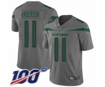 Men's New York Jets #11 Robby Anderson Limited Gray Inverted Legend 100th Season Football Jersey