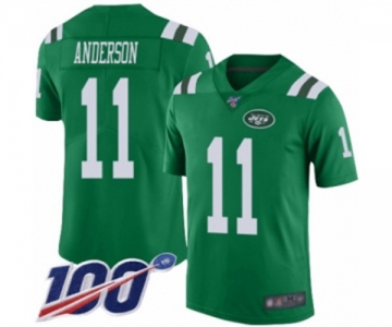 Men's New York Jets #11 Robby Anderson Limited Green Rush Vapor Untouchable 100th Season Football Jersey