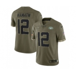 Men's New York Jets #12 Joe Namath 2022 Olive Salute To Service Limited Stitched Jersey