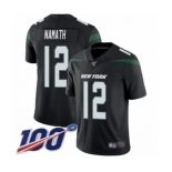 Men's New York Jets #12 Joe Namath Black Alternate Vapor Untouchable Limited Player 100th Season Football Jersey