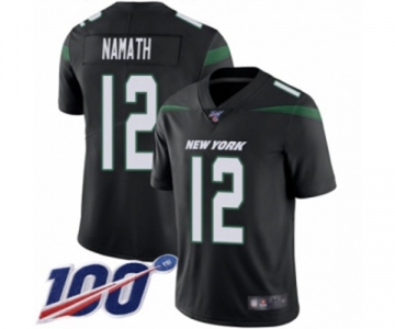 Men's New York Jets #12 Joe Namath Black Alternate Vapor Untouchable Limited Player 100th Season Football Jersey