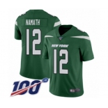 Men's New York Jets #12 Joe Namath Green Team Color Vapor Untouchable Limited Player 100th Season Football Jersey