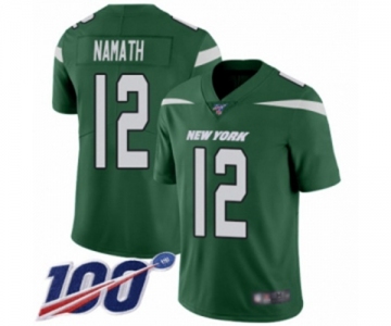 Men's New York Jets #12 Joe Namath Green Team Color Vapor Untouchable Limited Player 100th Season Football Jersey