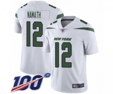 Men's New York Jets #12 Joe Namath White Vapor Untouchable Limited Player 100th Season Football Jersey