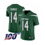 Men's New York Jets #14 Sam Darnold Green Team Color Vapor Untouchable Limited Player 100th Season Football Jersey