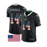 Men's New York Jets #14 Sam Darnold Limited Black Rush USA Flag Football Jersey