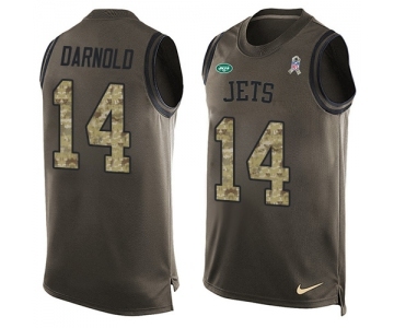 Men's New York Jets #14 Sam Darnold Limited Green Salute to Service Tank Top Football Jersey