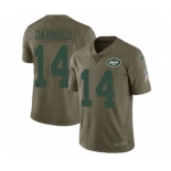 Men's New York Jets #14 Sam Darnold Limited Olive 2017 Salute to Service Football Jersey