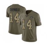 Men's New York Jets #14 Sam Darnold Limited Olive Camo 2017 Salute to Service Football Jersey