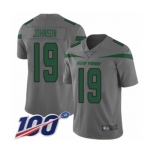 Men's New York Jets #19 Keyshawn Johnson Limited Gray Inverted Legend 100th Season Football Jersey