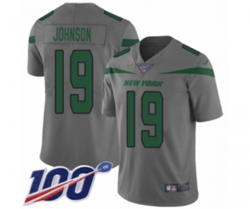 Men's New York Jets #19 Keyshawn Johnson Limited Gray Inverted Legend 100th Season Football Jersey