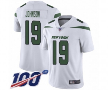 Men's New York Jets #19 Keyshawn Johnson White Vapor Untouchable Limited Player 100th Season Football Jersey