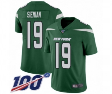 Men's New York Jets #19 Trevor Siemian Green Team Color Vapor Untouchable Limited Player 100th Season Football Jersey