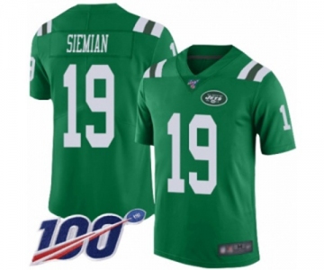 Men's New York Jets #19 Trevor Siemian Limited Green Rush Vapor Untouchable 100th Season Football Jersey