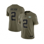 Men's New York Jets #2 Zach Wilson 2022 Olive Salute To Service Limited Stitched Jersey