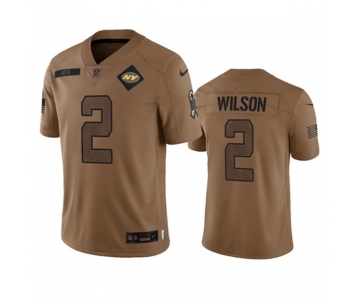 Men's New York Jets #2 Zach Wilson 2023 Brown Salute To Service Limited Football Stitched Jersey