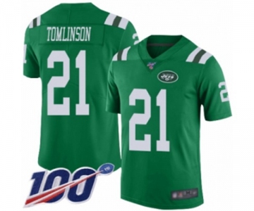 Men's New York Jets #21 LaDainian Tomlinson Limited Green Rush Vapor Untouchable 100th Season Football Jersey