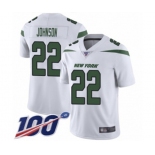 Men's New York Jets #22 Trumaine Johnson White Vapor Untouchable Limited Player 100th Season Football Jersey