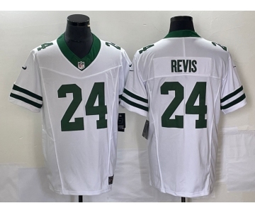 Men's New York Jets #24 Darrelle Revis White 2023 F.U.S.E. Vapor Limited Throwback Stitched Football Jersey