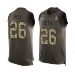 Men's New York Jets #26 Le'Veon Bell Limited Green Salute to Service Tank Top Football Jersey