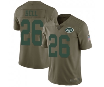 Men's New York Jets #26 Le'Veon Bell Limited Olive 2017 Salute to Service Football Jersey