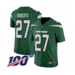 Men's New York Jets #27 Darryl Roberts Green Team Color Vapor Untouchable Limited Player 100th Season Football Jersey