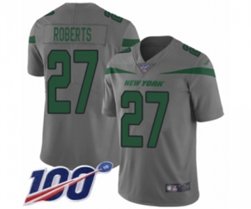 Men's New York Jets #27 Darryl Roberts Limited Gray Inverted Legend 100th Season Football Jersey