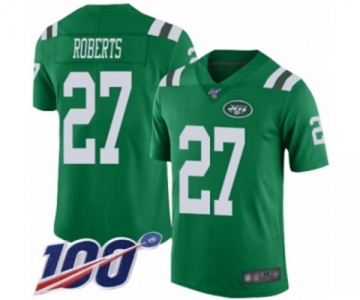 Men's New York Jets #27 Darryl Roberts Limited Green Rush Vapor Untouchable 100th Season Football Jersey