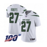 Men's New York Jets #27 Darryl Roberts White Vapor Untouchable Limited Player 100th Season Football Jersey