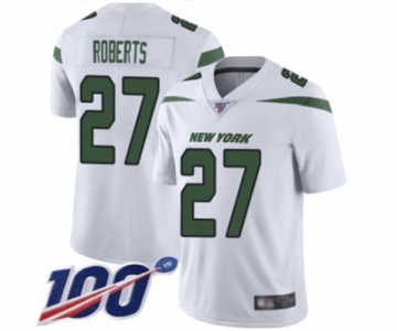 Men's New York Jets #27 Darryl Roberts White Vapor Untouchable Limited Player 100th Season Football Jersey