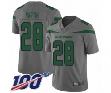 Men's New York Jets #28 Curtis Martin Limited Gray Inverted Legend 100th Season Football Jersey