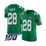 Men's New York Jets #28 Curtis Martin Limited Green Rush Vapor Untouchable 100th Season Football Jersey