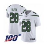 Men's New York Jets #28 Curtis Martin White Vapor Untouchable Limited Player 100th Season Football Jersey