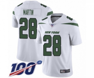 Men's New York Jets #28 Curtis Martin White Vapor Untouchable Limited Player 100th Season Football Jersey